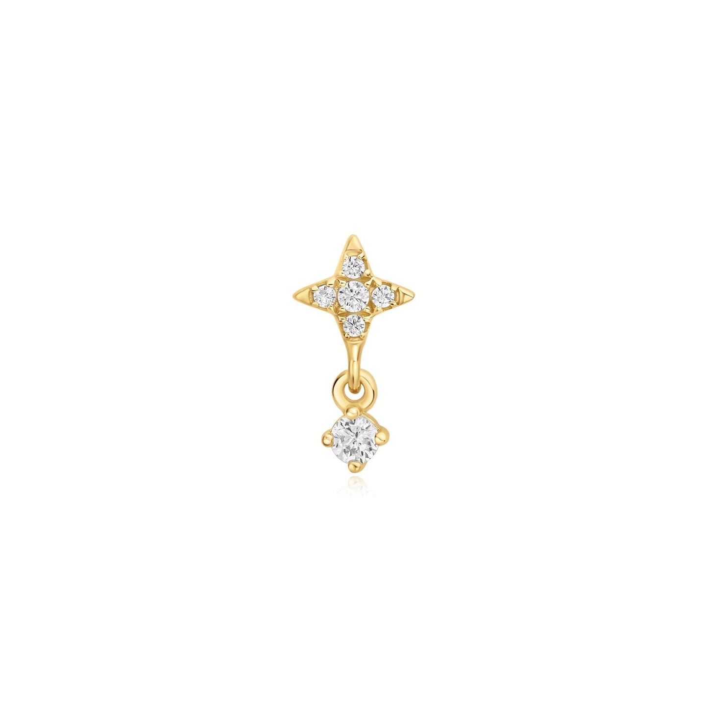Gold Star Dangle Barbell Single Earring