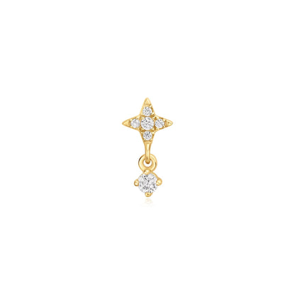 Gold Star Dangle Barbell Single Earring