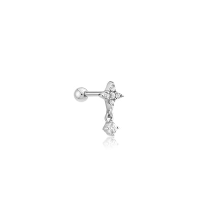 Silver Star Dangle Barbell Single Earring