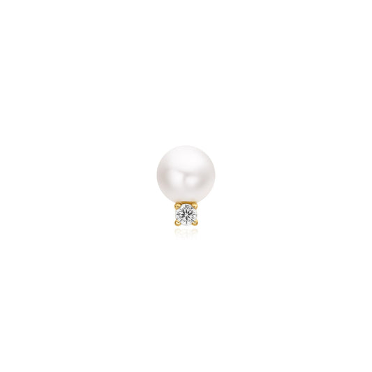 Gold Shell Pearl with Sparkling Accent Barbell Single Earring