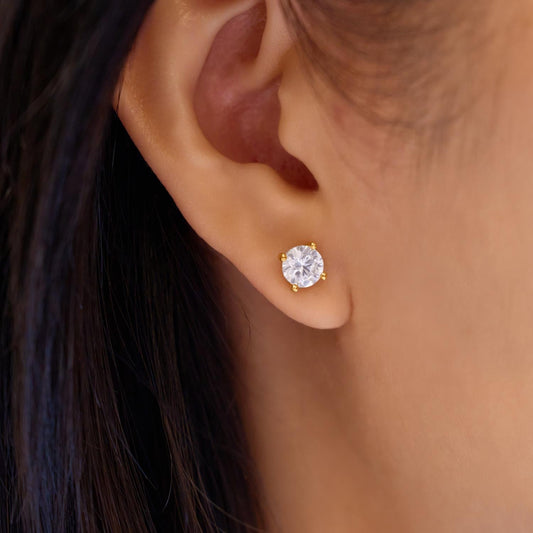 Gold Just You Solitaire Stud Earrings