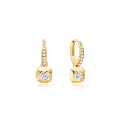 Gold Modern Bezel-Set Huggie Hoop Earrings