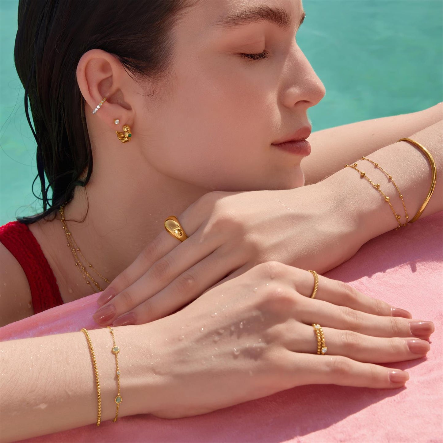 Gold Reversible Puffy Huggie Hoop Earrings