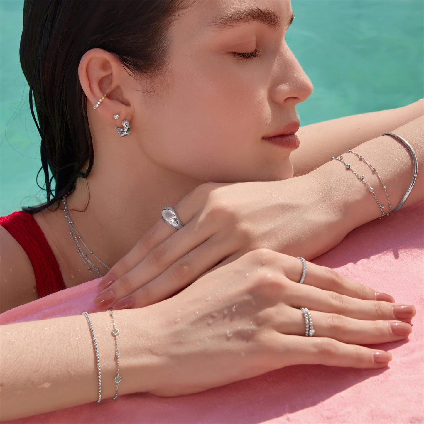 Silver Reversible Puffy Huggie Hoop Earrings