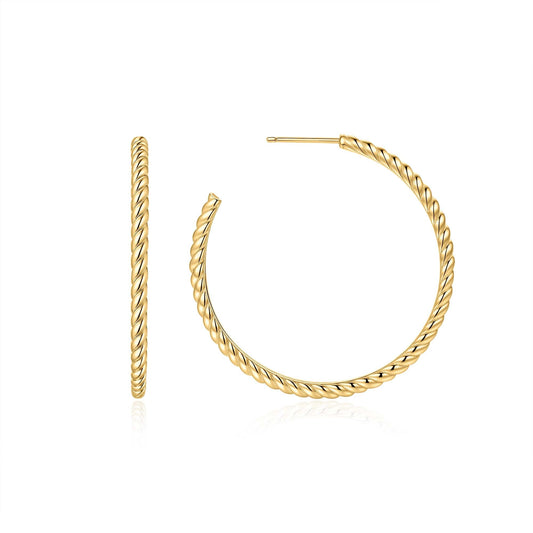 Gold Twisted Oversized Hoop Earrings