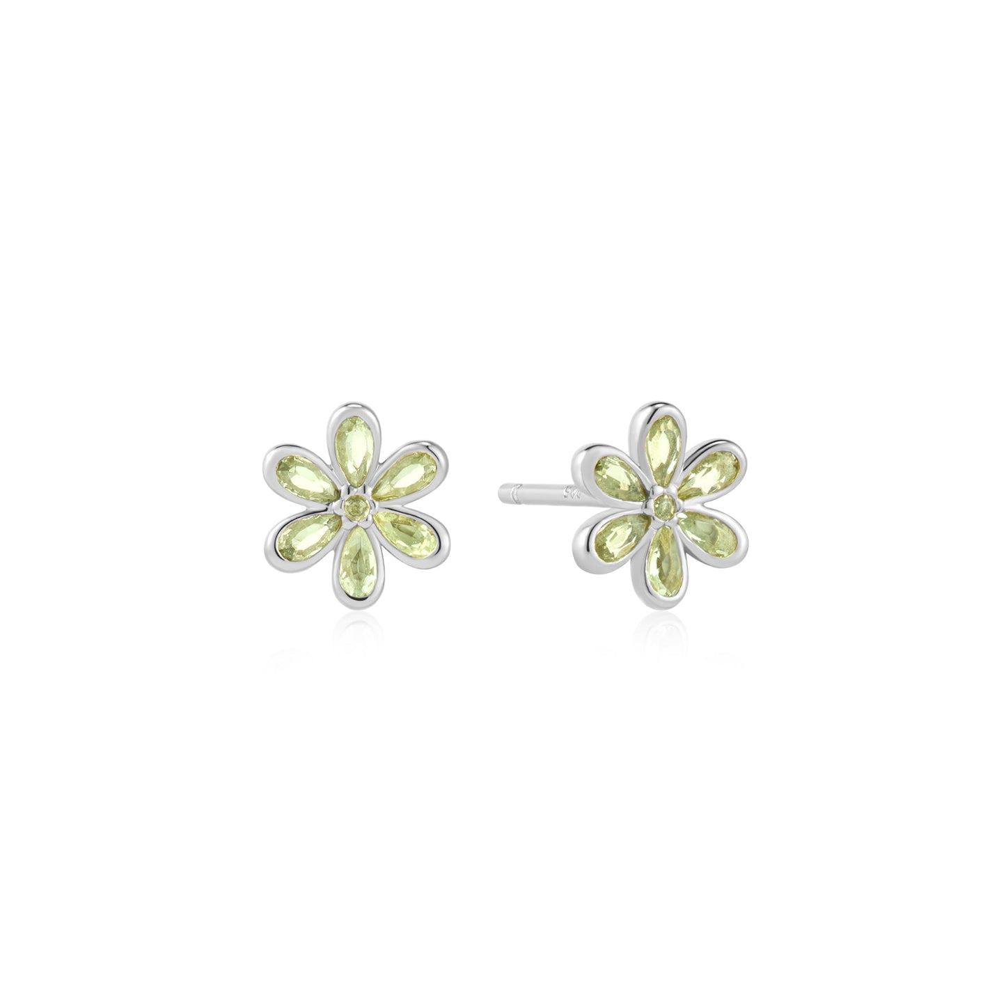 Silver Floral Tassel Drop Stud Earrings