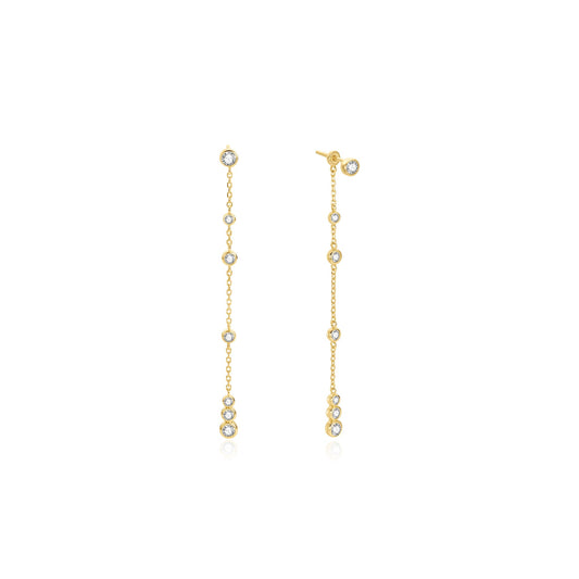 Gold Cascade Station Drop Stud Earrings