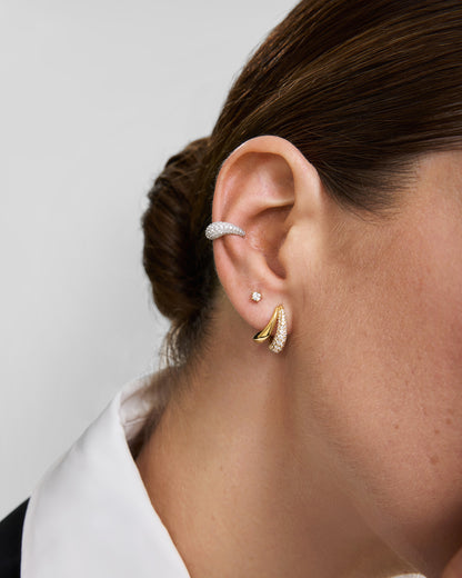 Silver Pavé Curved Teardrop Ear Cuff