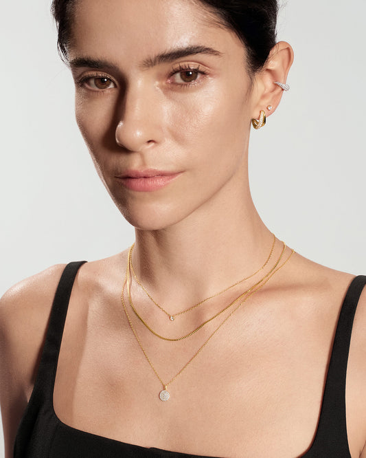 Minimalist gold glam disc necklace