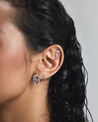 Gold Five-Prong Sparkle Barbell Earring