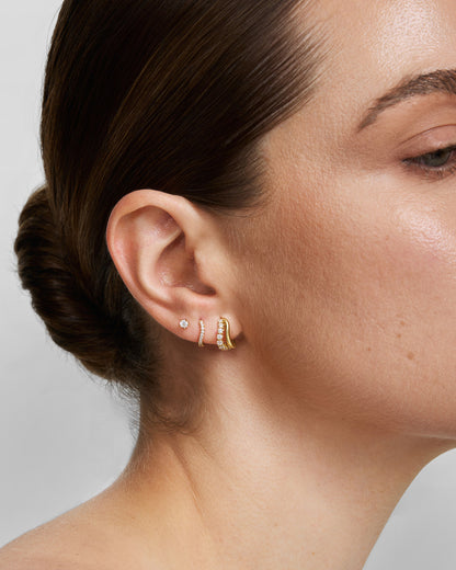 Gold Duet Wave Huggie Hoop Earrings