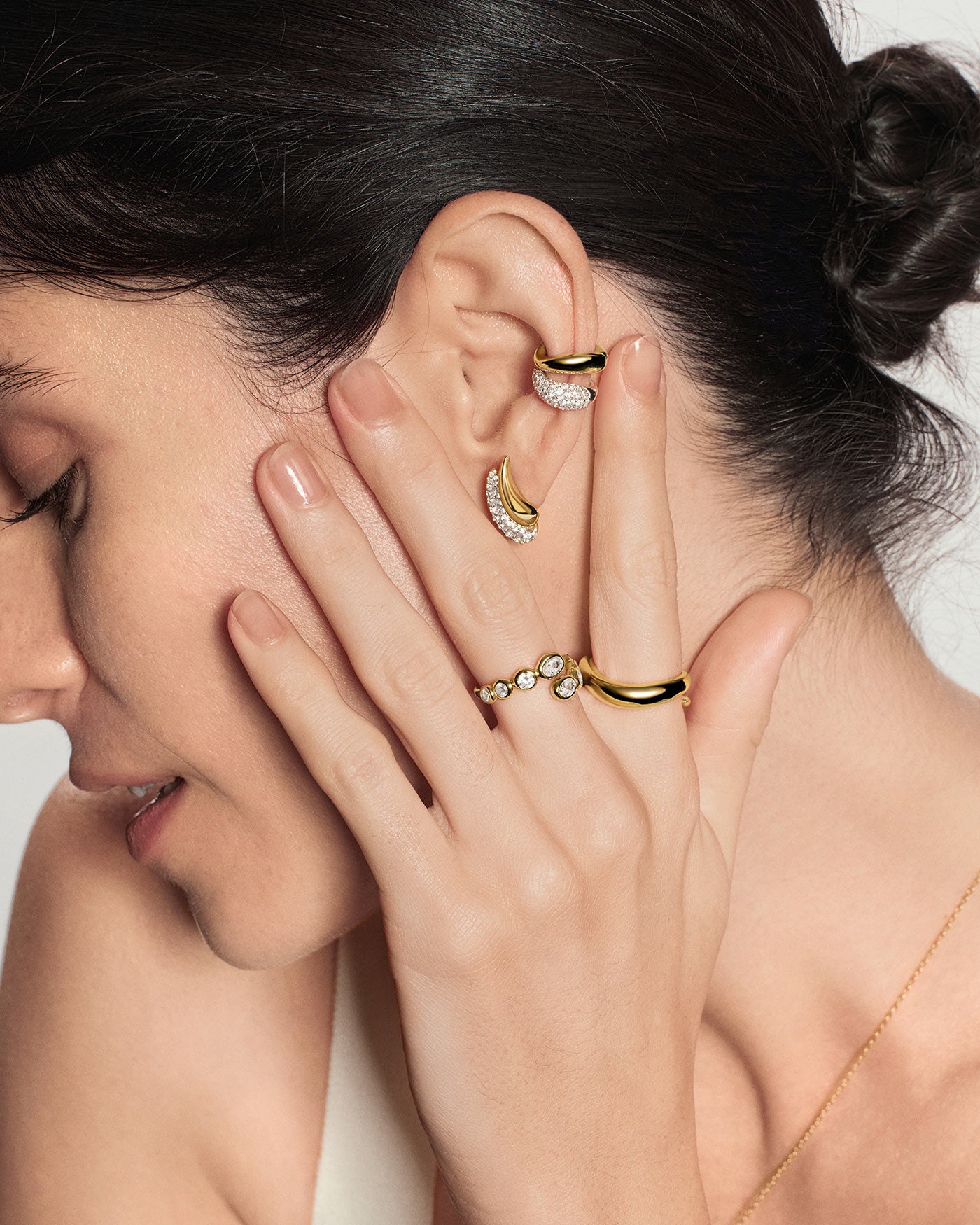 Gold Wave Huggie Hoop Earrings