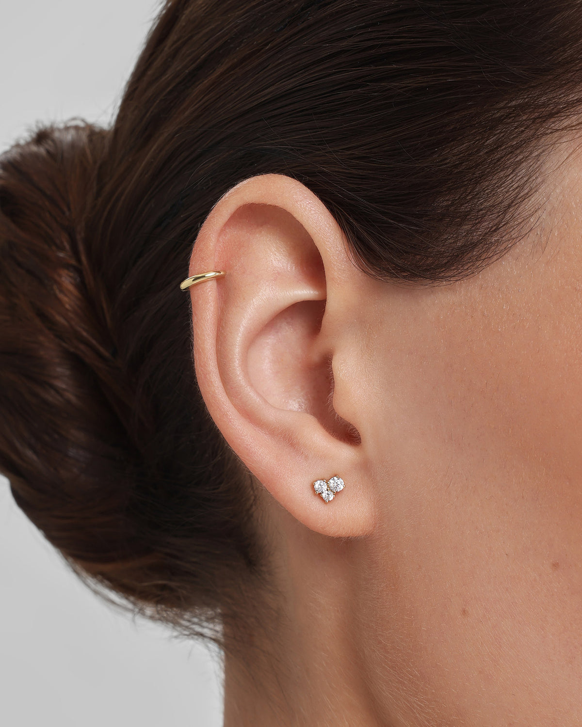 Gold Graduated Trinity Stud Earrings