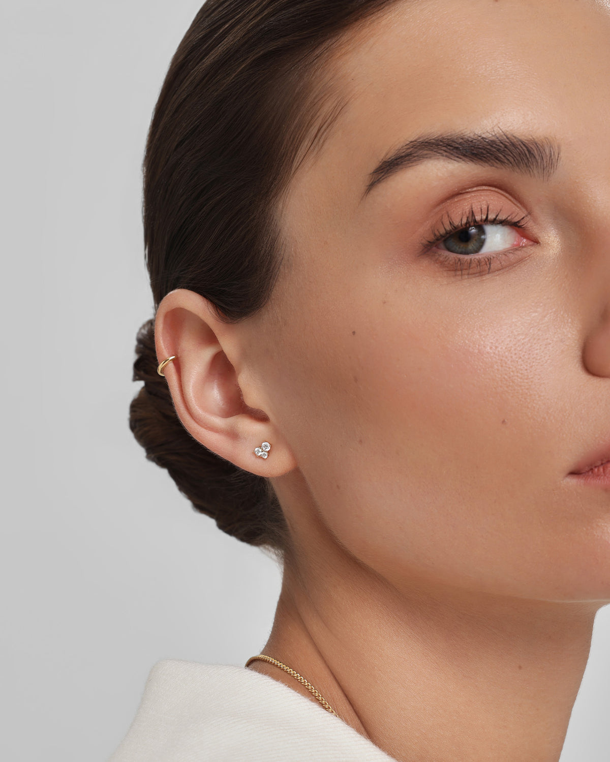 Gold Graduated Trinity Stud Earrings