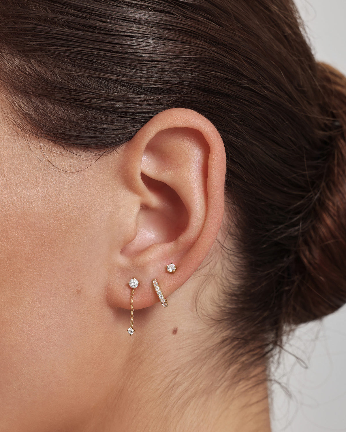 Gold Chain Drop Stud Earrings