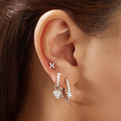 Silver Heart Pavé  Earring Charm