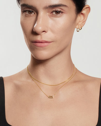 Elegant gold interlock rectangle link necklace everyday jewelry style