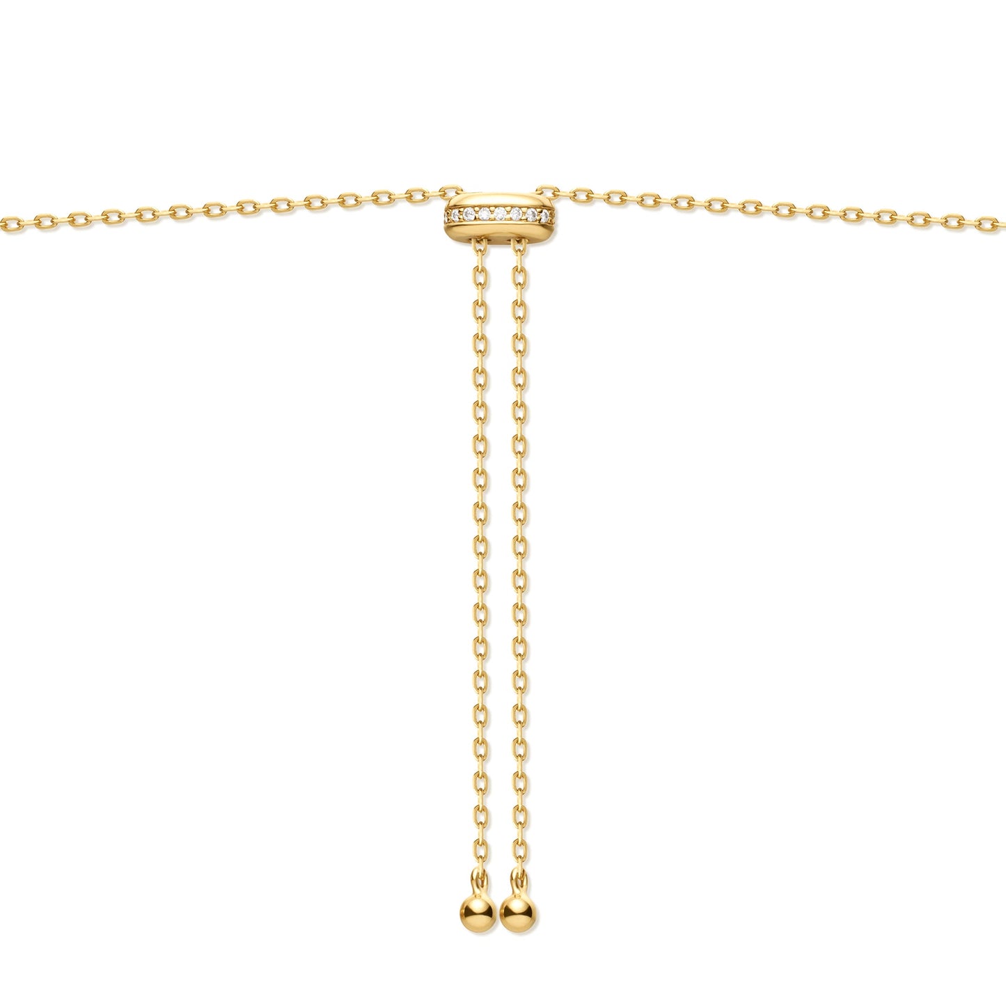 Gold Freshwater Pearl and White Cubic Zirconia Bezel Set Slider Necklace