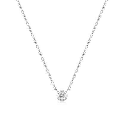 Silver Round Solitaire Cubic Zirconia Necklace