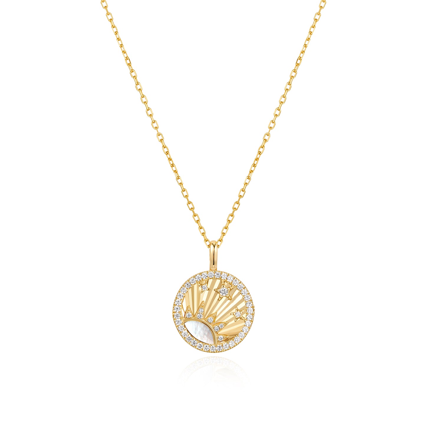 Gold Shiny Sun Star Necklace