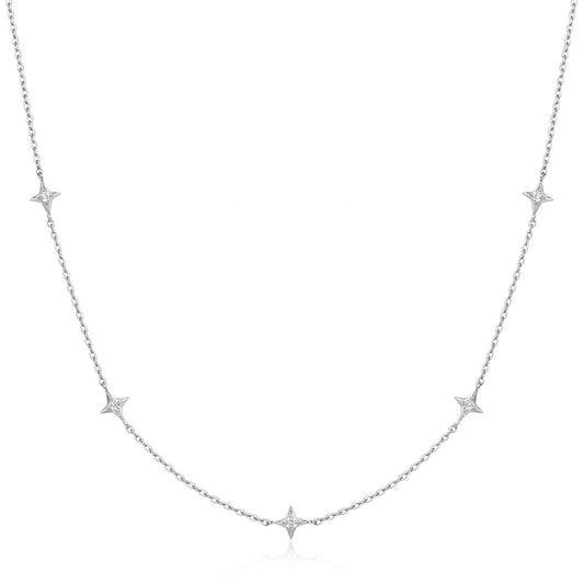 Silver Stars Station Necklace