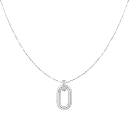 Silver Oval Hoop Pendant Necklace
