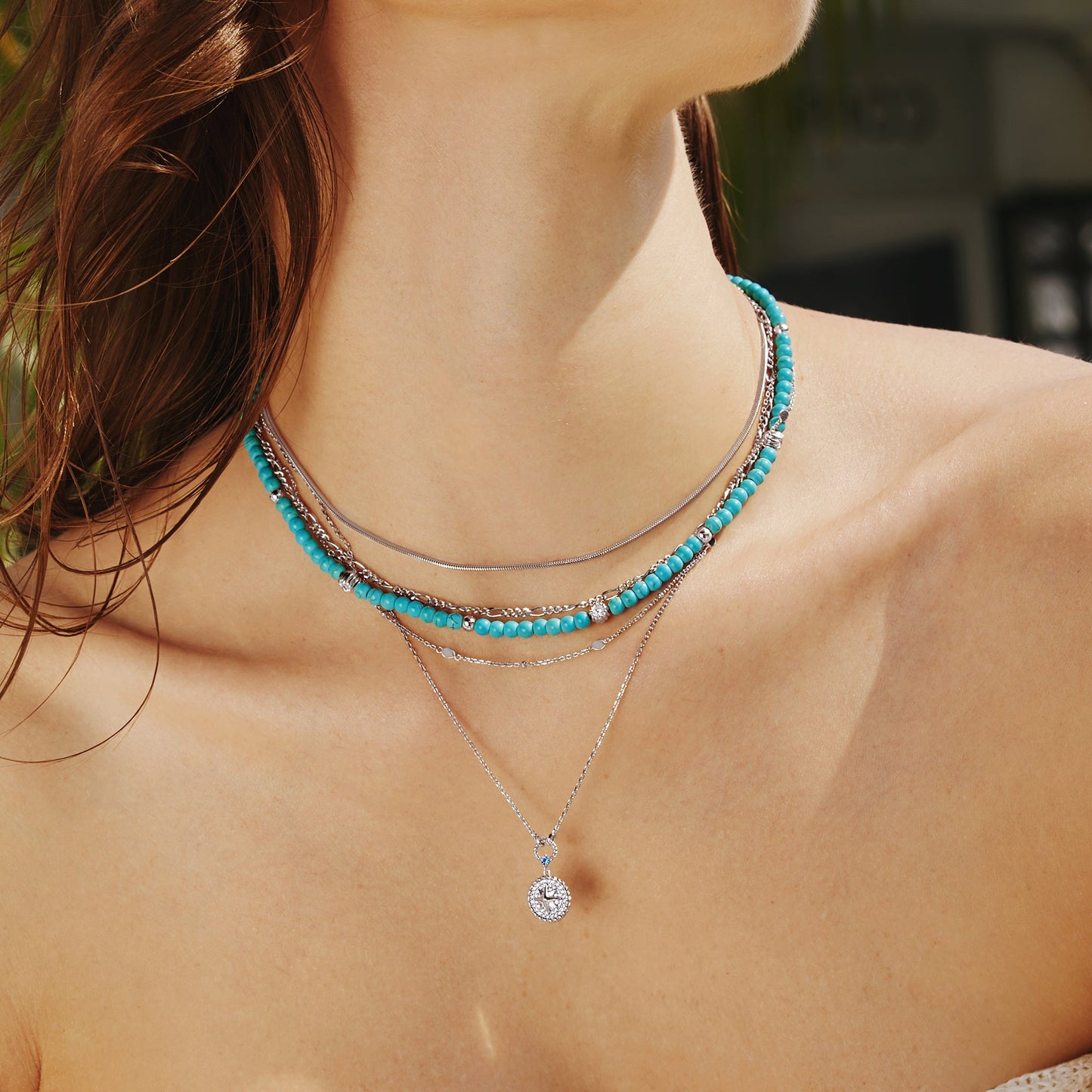 Silver Eight-Pointed Star Signet Necklace