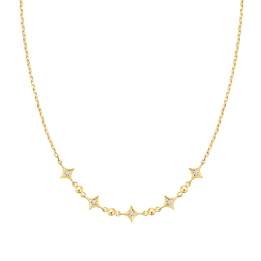 Gold Sparkling Star Station Necklace