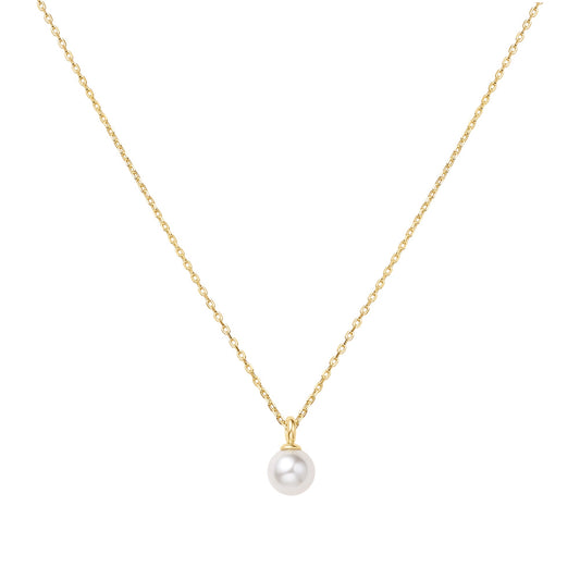 Gold Shell Pearl Drop Pendant Necklace