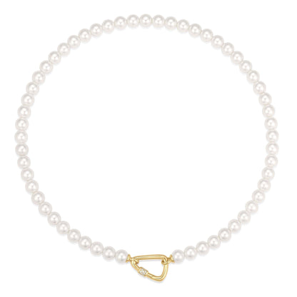 Gold Lobster Clasp Shell Pearl Necklace