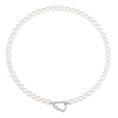 Silver Lobster Clasp Shell Pearl Necklace