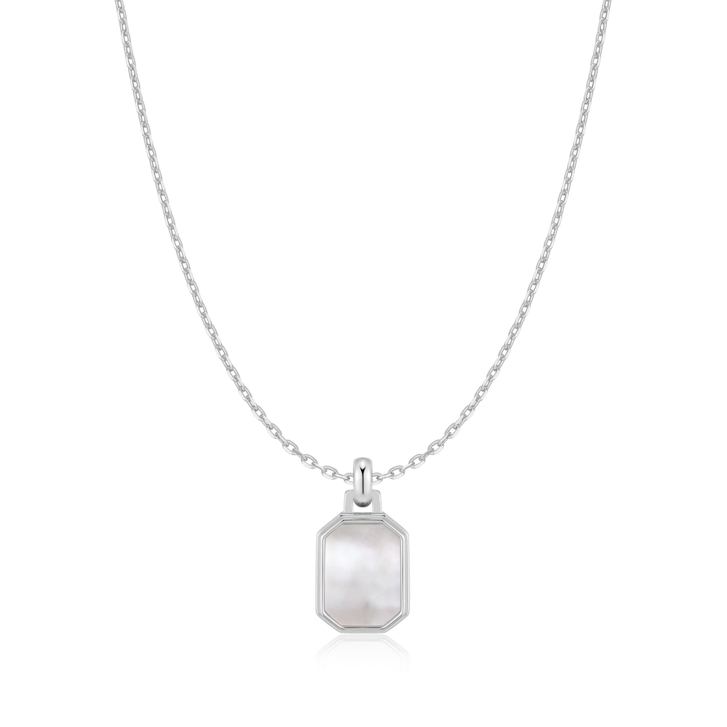 Silver Square Mother-of-Pearl Necklace