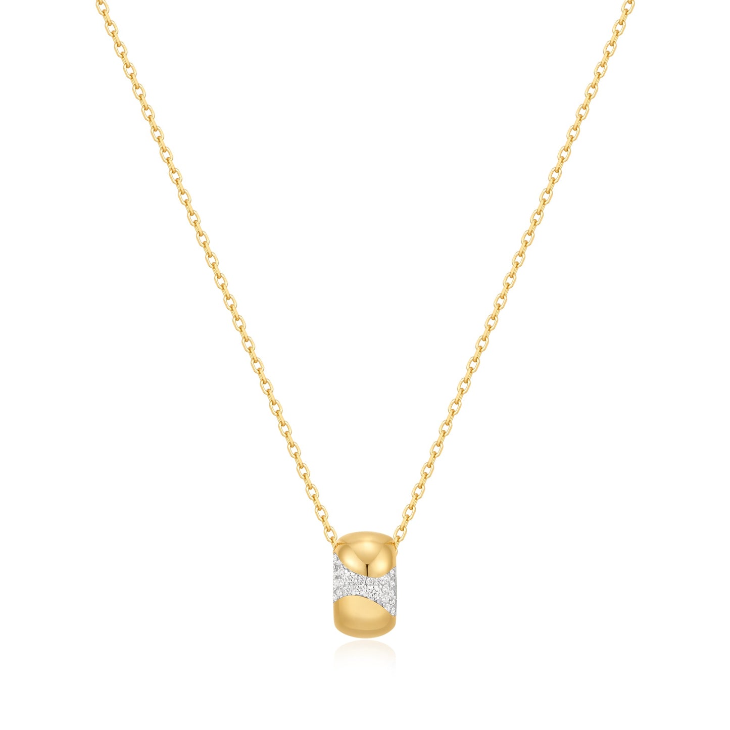 Gold Puffed Rivulet Pavé Necklace