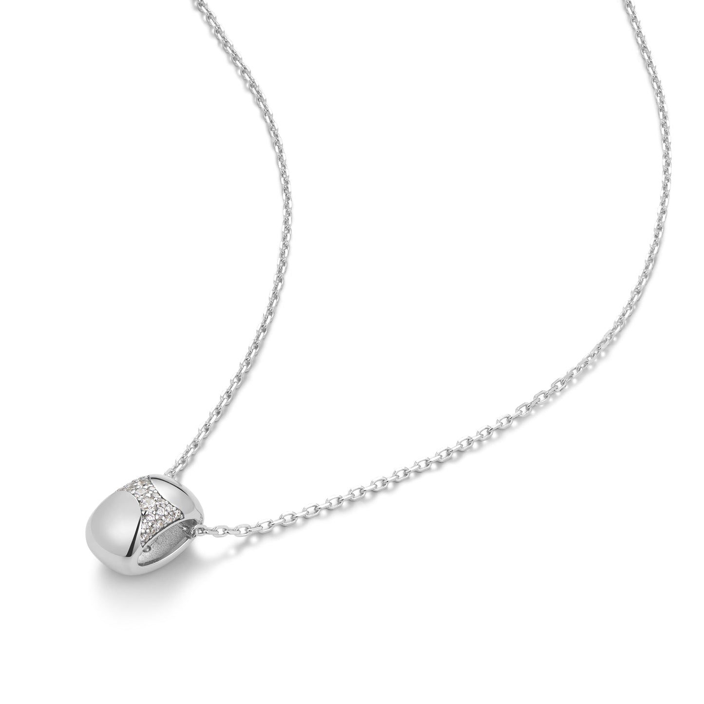 Silver Puffed Rivulet Pavé Necklace