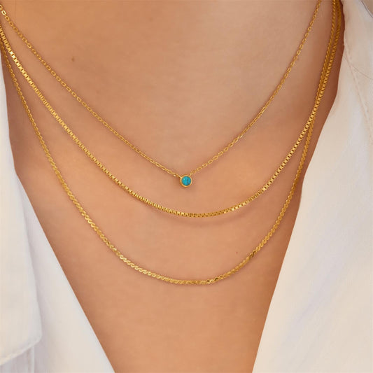 Gold Bezel-Set Lab-Created Turquoise Solitaire Necklace
