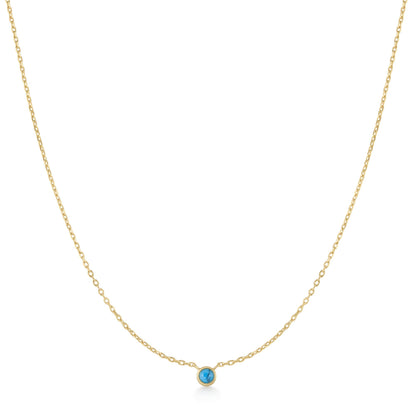 Gold Bezel-Set Lab-Created Turquoise Solitaire Necklace