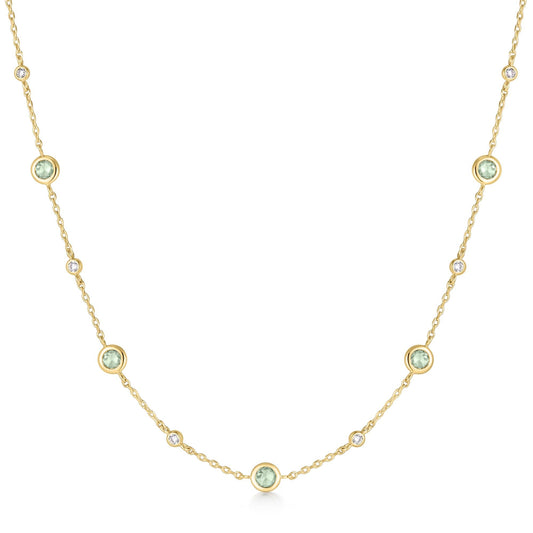 Gold Mint Green Station Necklace