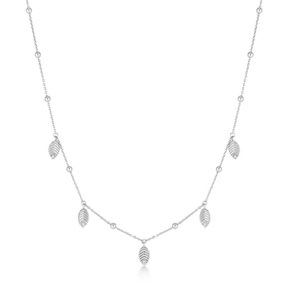 Silver Leaf Station Necklace