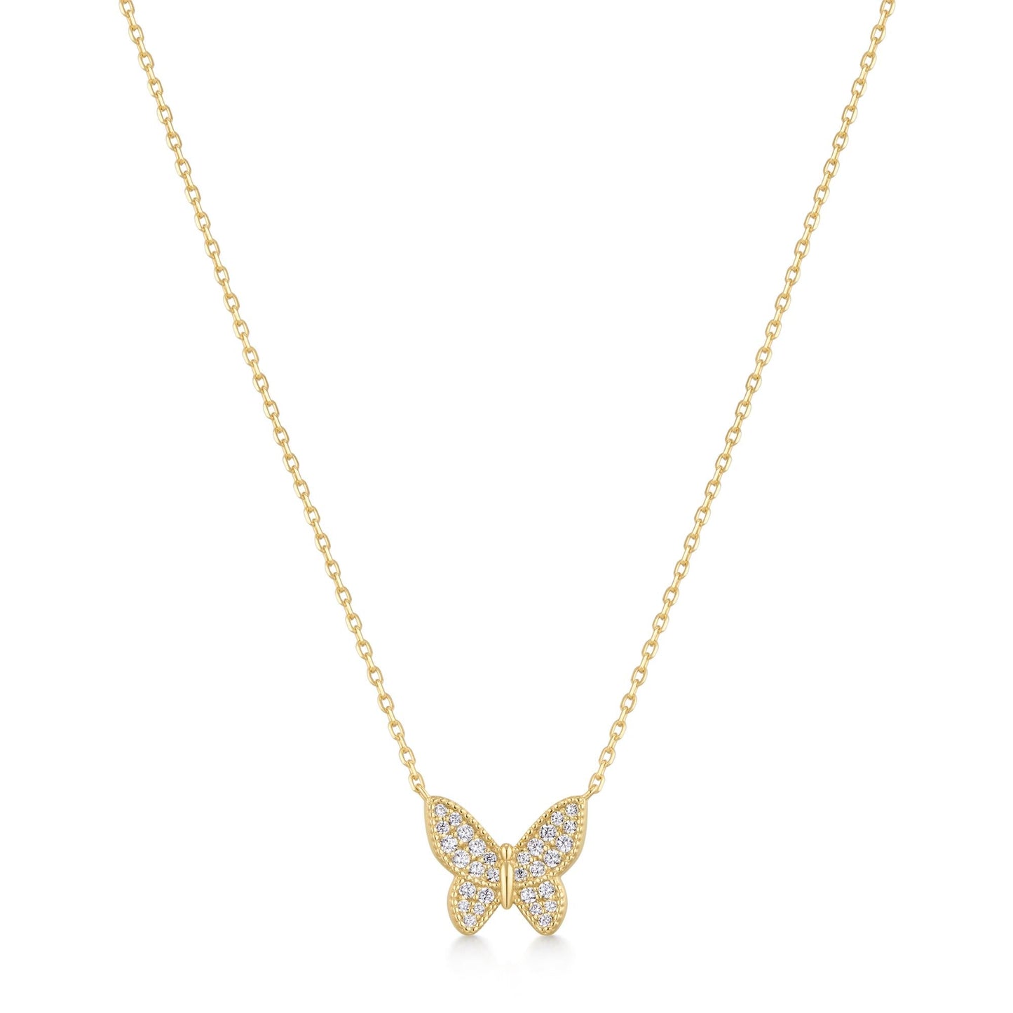 Gold Butterfly Pavé Necklace