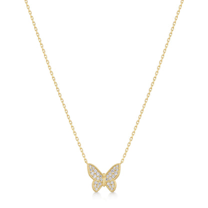 Gold Butterfly Pavé Necklace