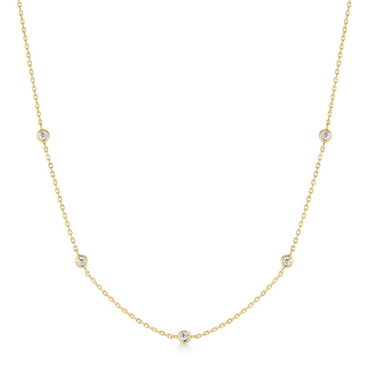 Gold Classic Bezel-Set Station Necklace