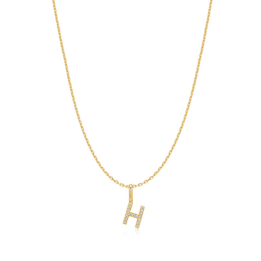 Gold Letter H Initial Necklace