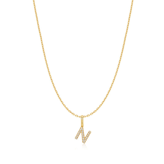 Gold Letter N Initial Necklace