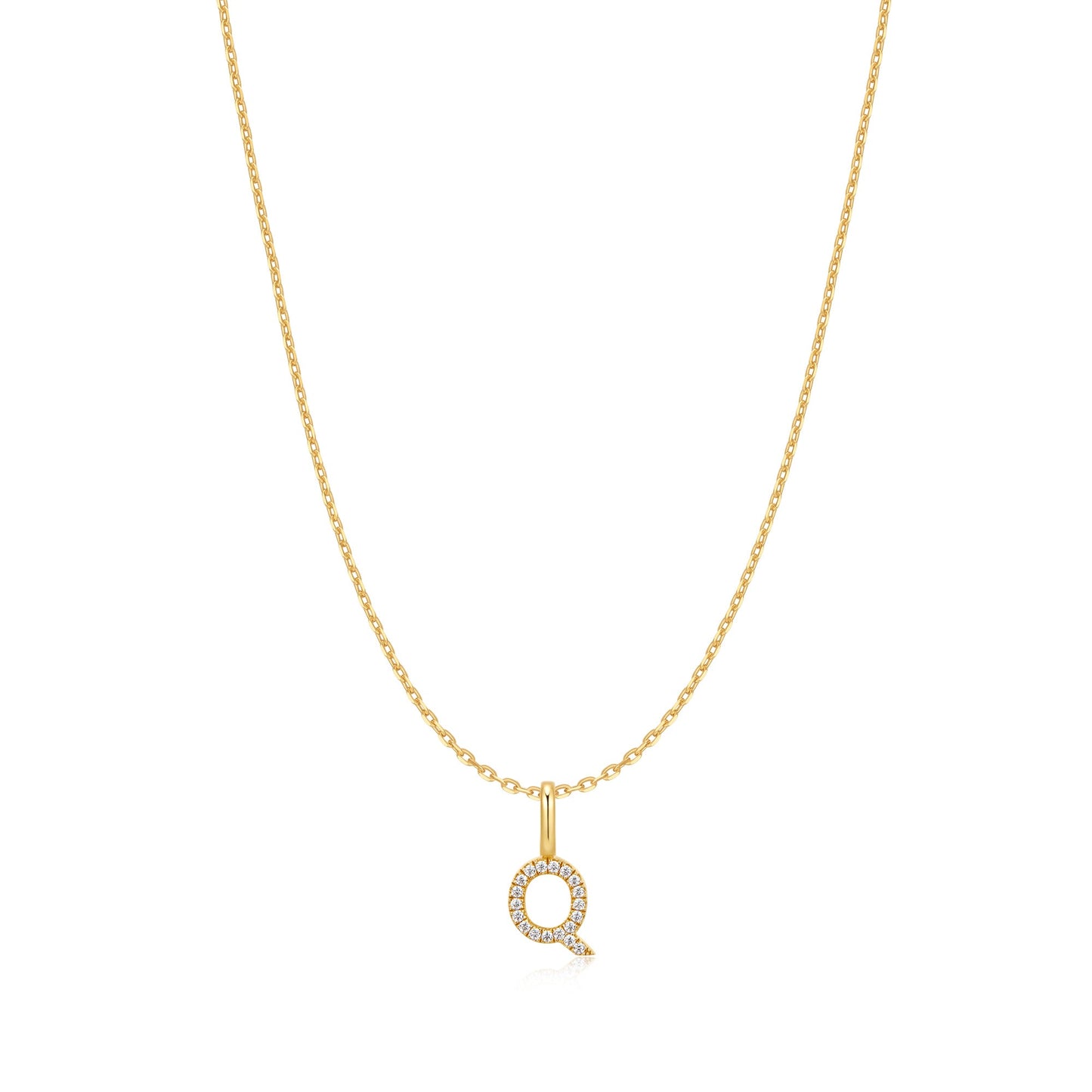 Gold Letter Q Initial Necklace
