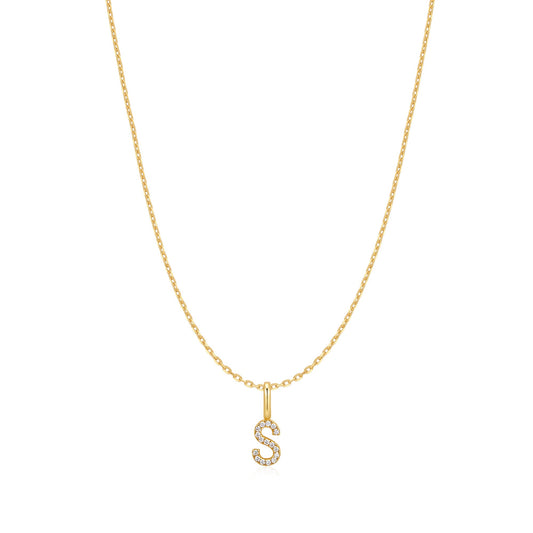 Gold Letter S Initial Necklace