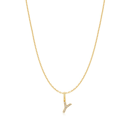 Gold Letter Y Initial Necklace