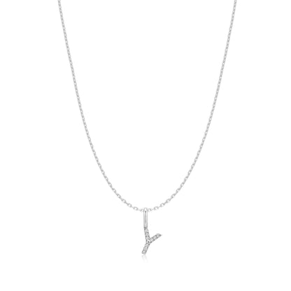Silver Letter Y Initial Necklace