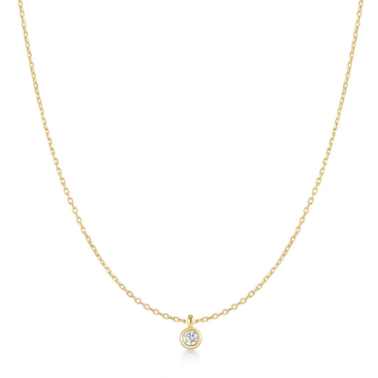 Gold Classic Bezel-Set Solitaire Necklace