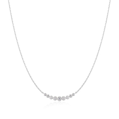Silver Graduated Bezel-Set Necklace