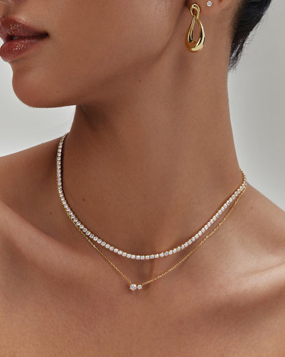 Gold Prong Set Duo Necklace